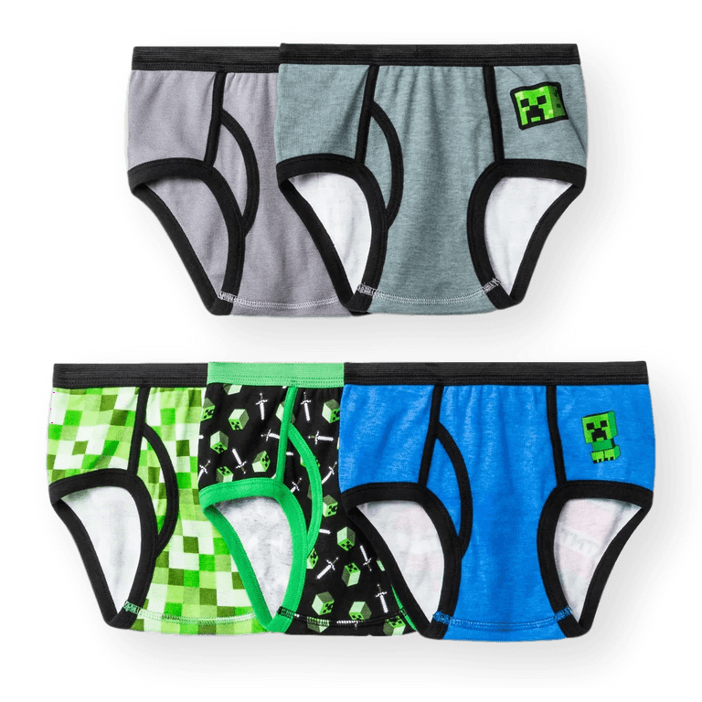 Minecraft Boys Briefs Underwear, 5 Pack 