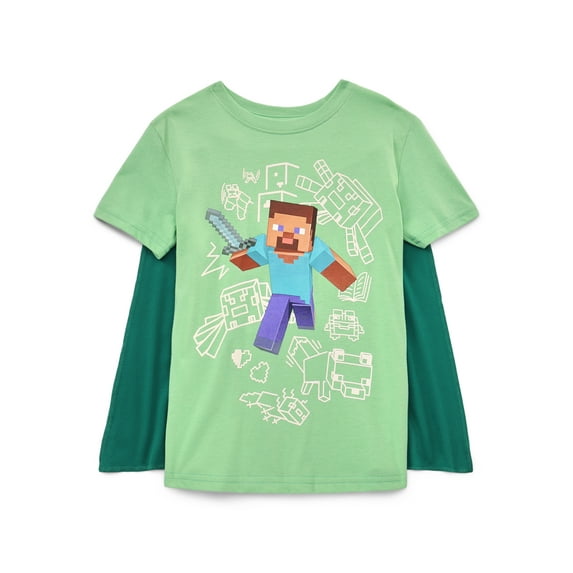 Minecraft Boys Costume Cape Short Sleeve T-Shirt, Sizes XS-2XL