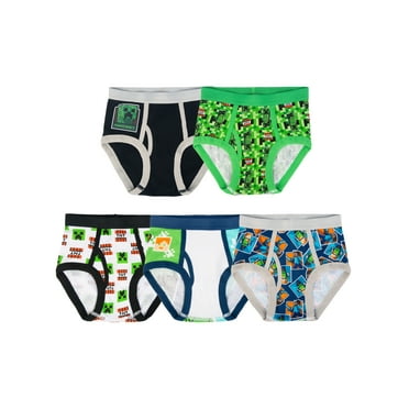 Minecraft Boys Cotton Brief Character Underwear, 5-Pack, Size 4-8