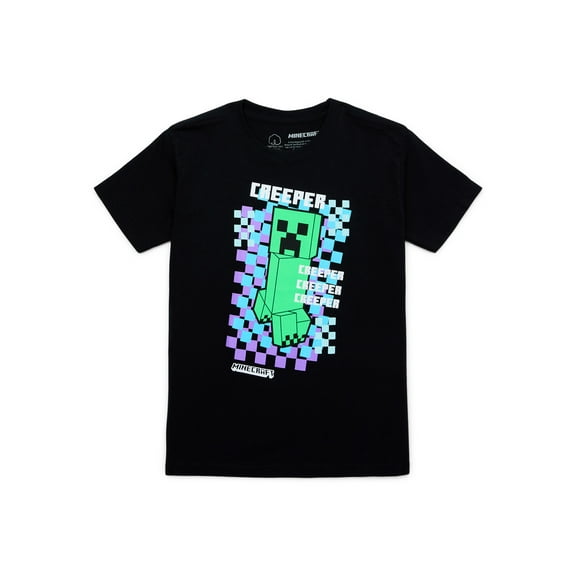 Minecraft Boys’ Cotton Graphic Tee with Short Sleeves, Sizes XS-2XL