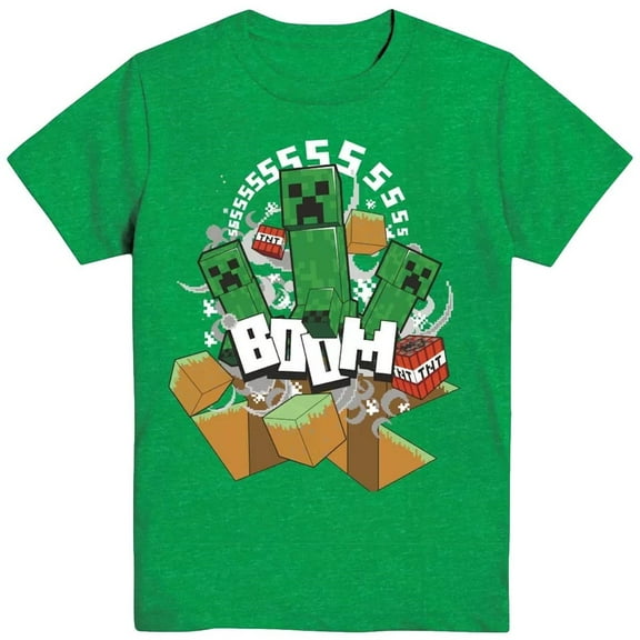 Minecraft Boys' Creeper BOOM T-Shirt, Sizes 4-16