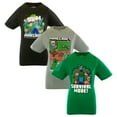 thumbnail image 1 of Minecraft Boys Creeper & Characters 3 Colors Short Sleeve T-Shirt Set, 3 Pack (Sizes 4-16), 1 of 4