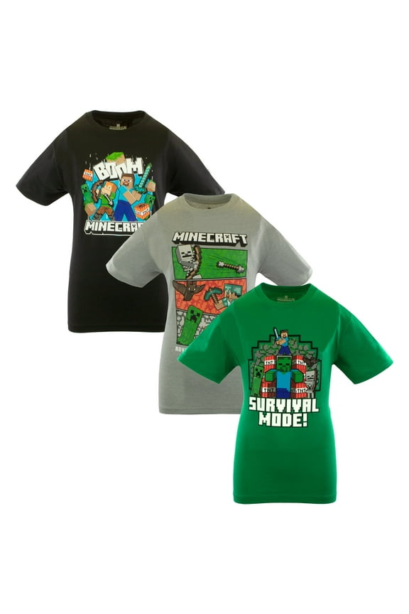 Boys Creeper & Characters 3 Colors Short Sleeve T-Shirt Set (Little & Big Boys), Sizes 4–16