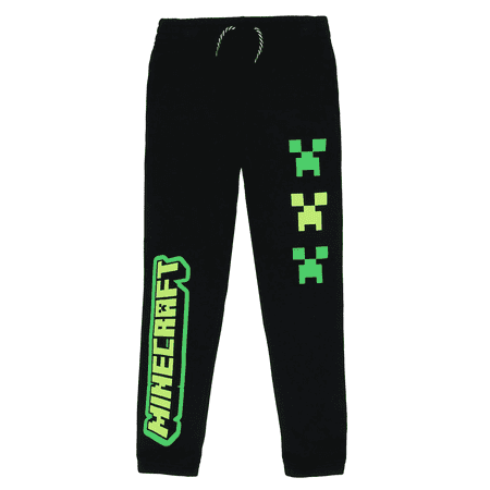 Minecraft Boys Creeper Drawstring Fleece Sweatpants, Sizes XS-XL