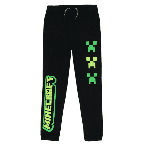 Minecraft Boys Creeper Drawstring Fleece Sweatpants, Sizes XS-XL