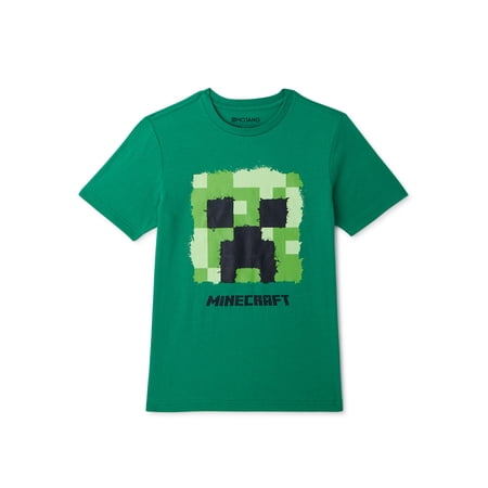 Minecraft Boys Creeper Paint Splat Short Sleeve T-Shirt, Sizes 4-18
