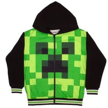 Minecraft Boys Creeper Zip-Up Hooded Varsity Jacket for Kids and Toddlers (Size 4-16)