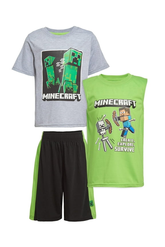 Boys Creepers T-Shirt, Tank Top & Shorts Set (Little & Big Boys), 3-Piece Bundle, Sizes 4–8