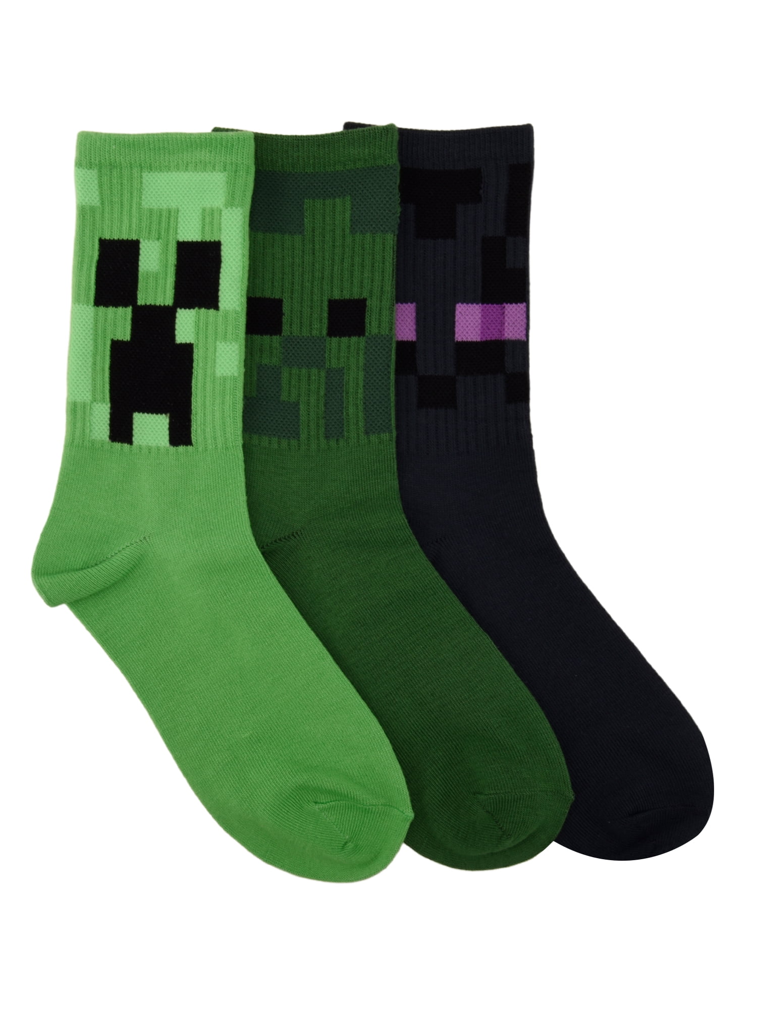 Minecraft Boys Crew Socks, 3-pack, Sizes M