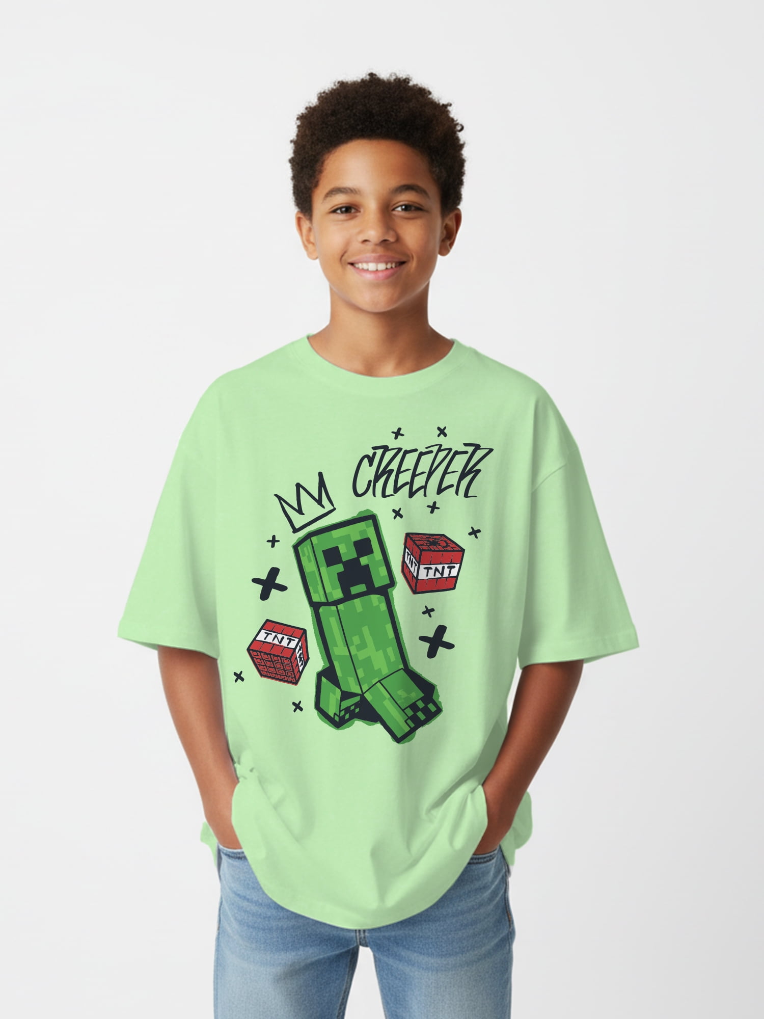 Minecraft, Boys' Elevated Front and Back Graphic T-Shirt, Sizes 4-20