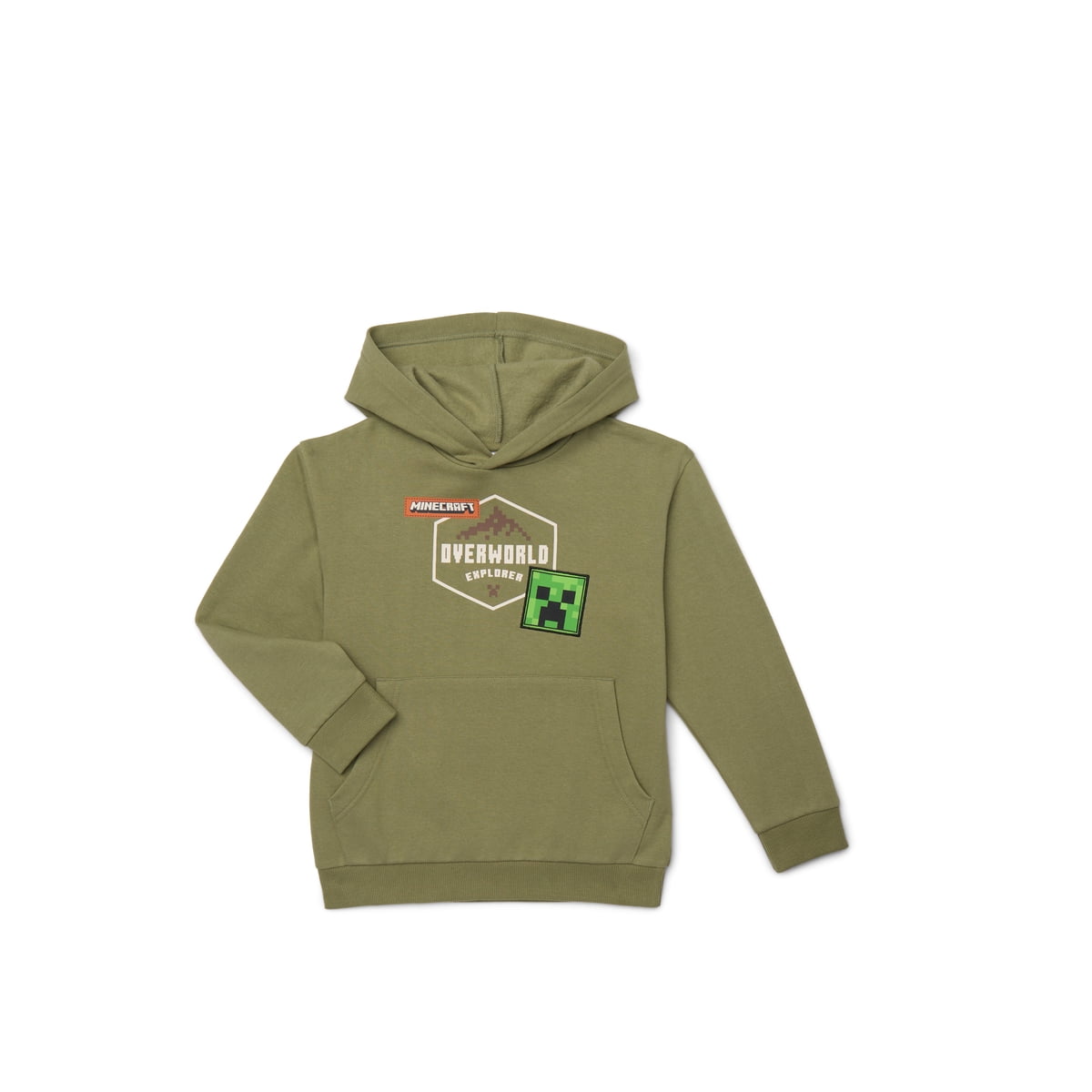 Minecraft Boys Pullover Hoodie with Long Sleeves, Sizes 4-18