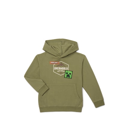 Minecraft Boys Pullover Hoodie with Long Sleeves, Sizes 4-18