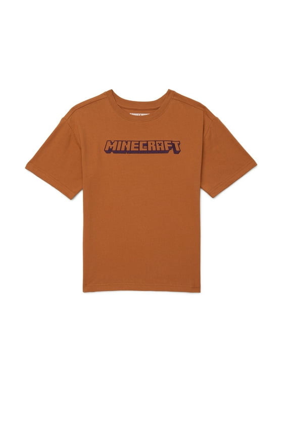 Minecraft Boys Graphic Retro Print Tee with Short Sleeves, Sizes 4-18