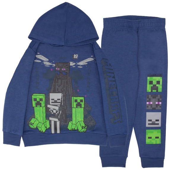 Minecraft Boys Fleece Pullover Hoodie & Jogger Pants Set (Little & Big Boys), 2-Piece Bundle, Sizes 4–8