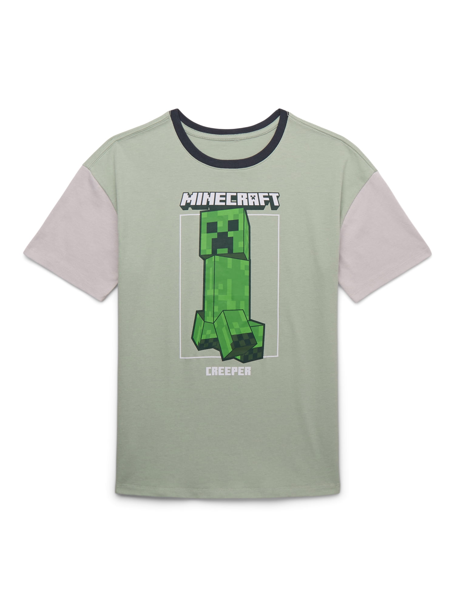 Minecraft Boys' Front Back Graphic Tee with Short Sleeves, Sizes 4-18