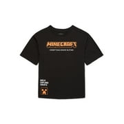 Minecraft Boys’ Front Back Graphic Tee with Short Sleeves, Sizes 4-18