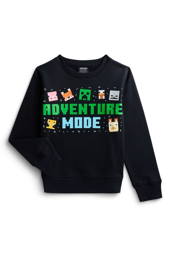 Boys Graphic Crew Fleece Sweatshirt with Long Sleeves, Sizes XS-2XL