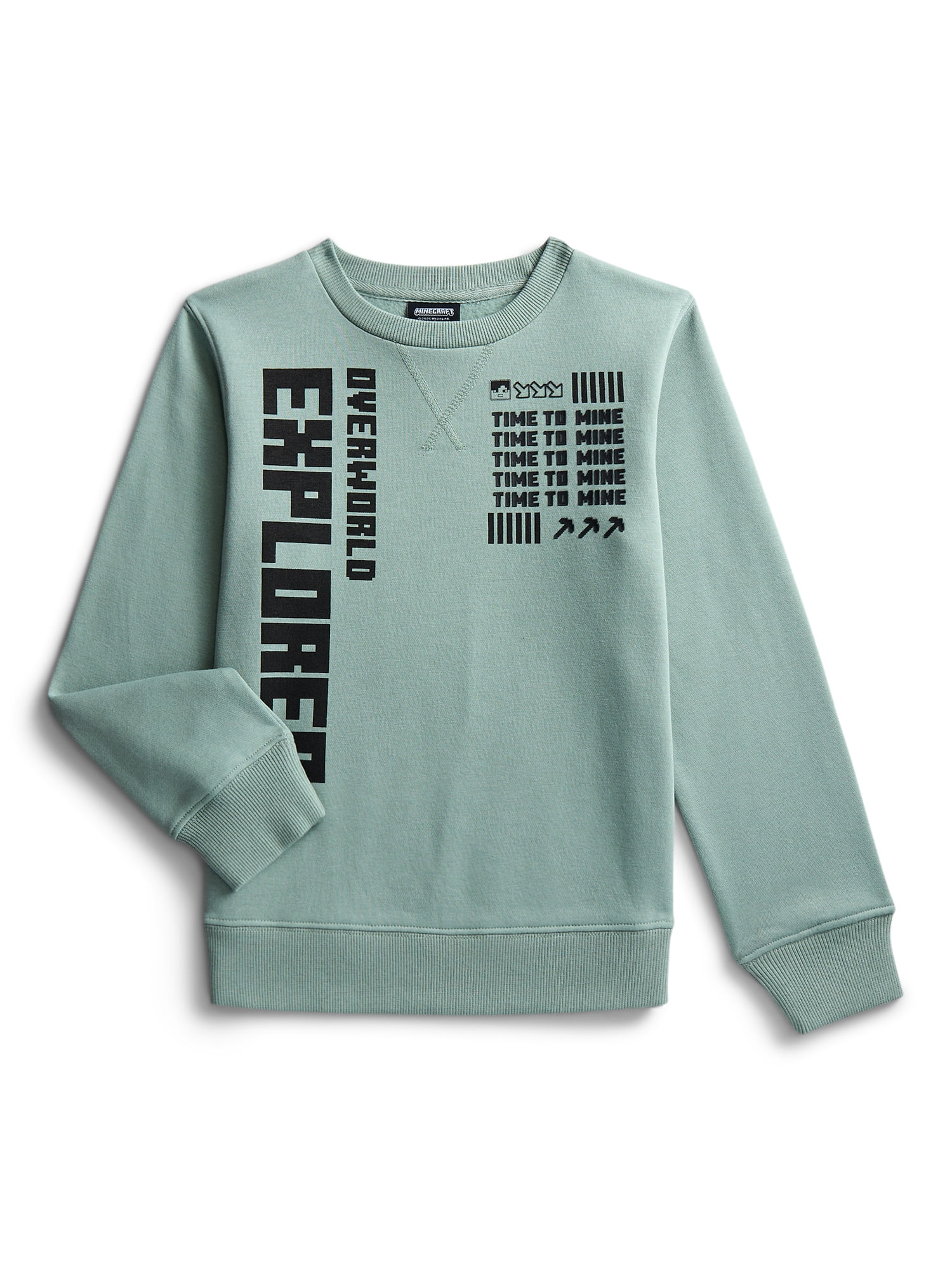 Minecraft Boys Graphic Crew Fleece Sweatshirt with Long Sleeves, Sizes XS-2XL
