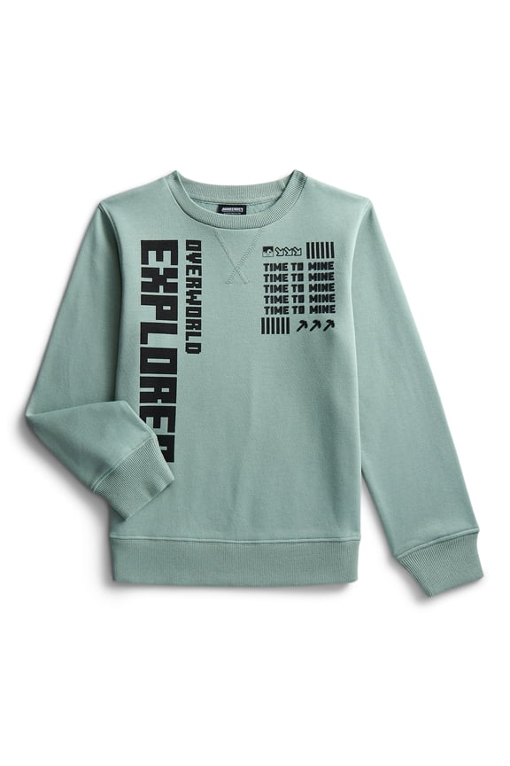 Boys Graphic Crew Fleece Sweatshirt with Long Sleeves, Sizes XS-2XL