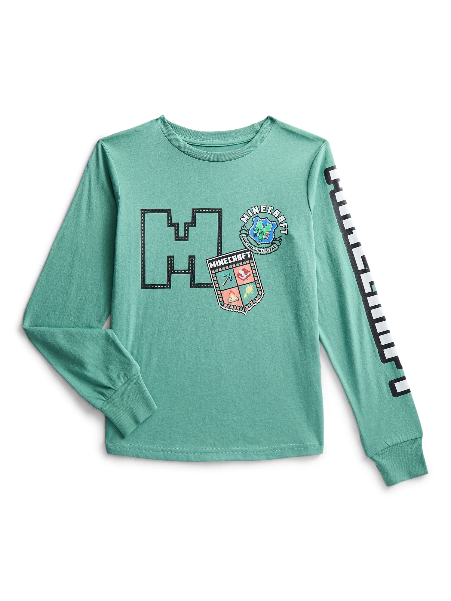 Minecraft Boys Graphic Tee with Long Sleeves, Sizes XS-2XL