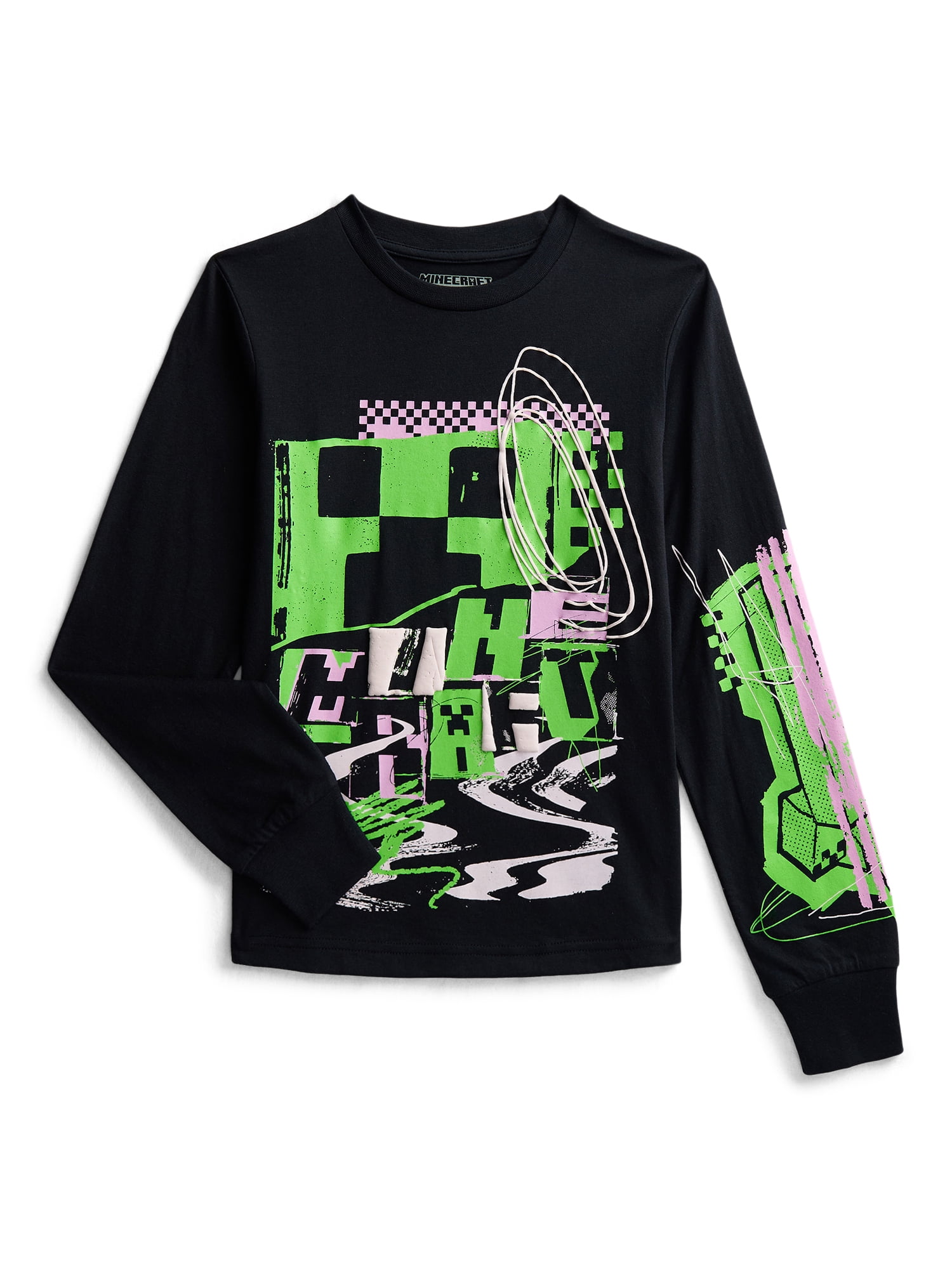 Minecraft Boys Graphic Tee with Long Sleeves, Sizes XS-2XL