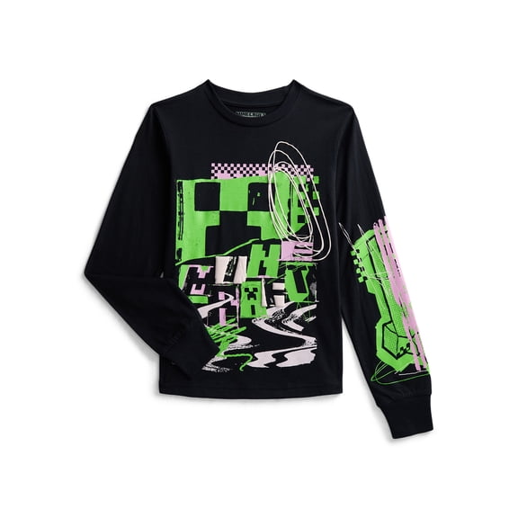 Minecraft Boys Graphic Tee with Long Sleeves, Sizes XS-2XL
