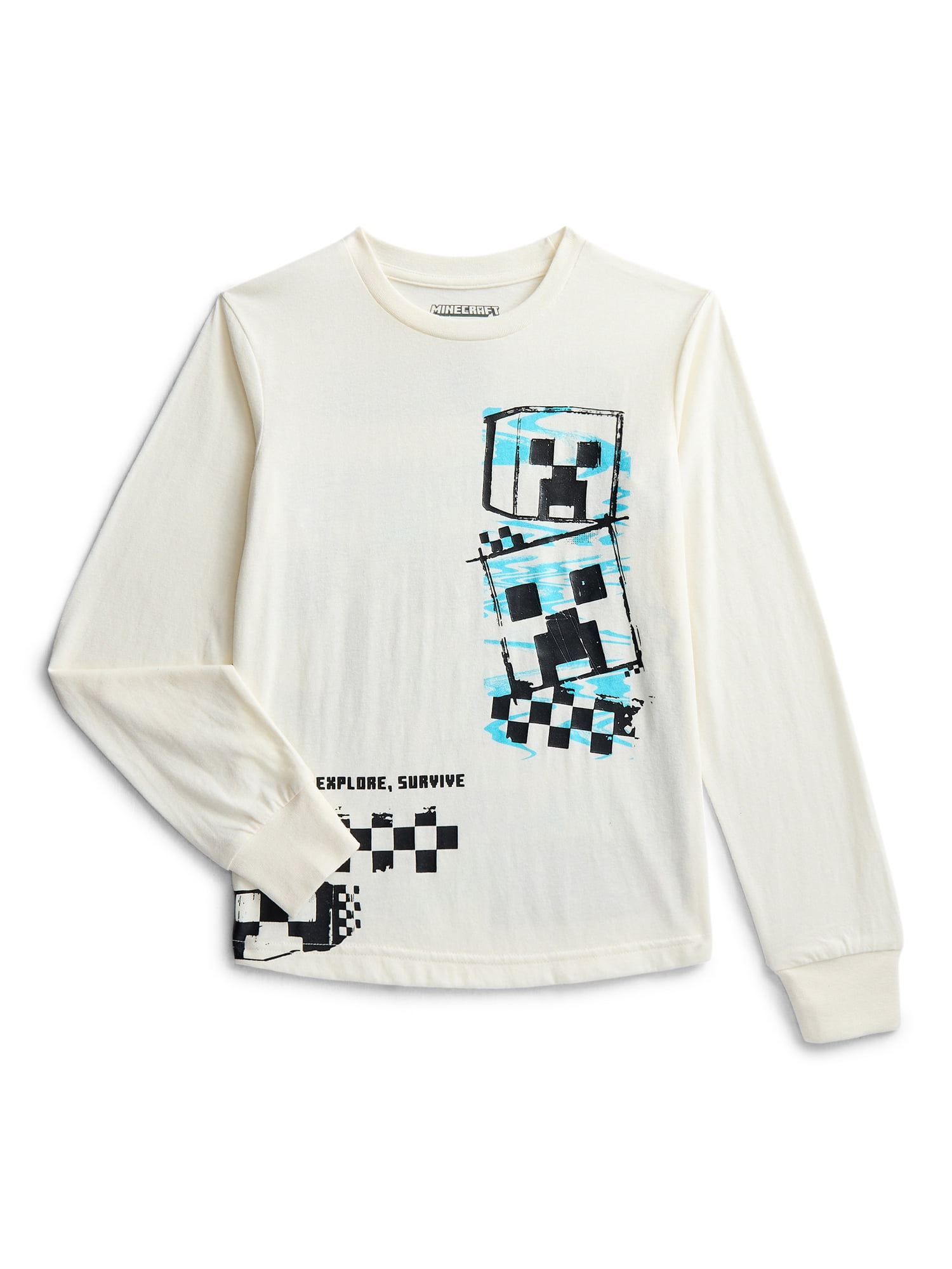 Minecraft Boys Graphic Tee with Long Sleeves, Sizes XS-2XL