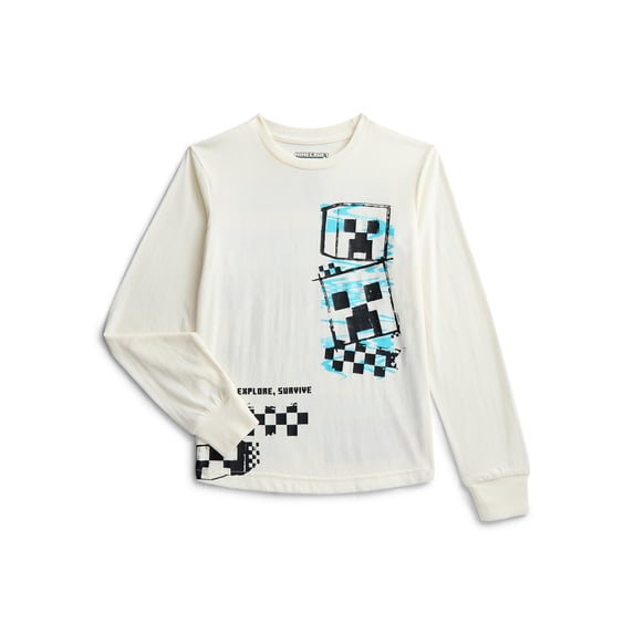 Minecraft Boys Graphic Tee with Long Sleeves, Sizes XS-2XL