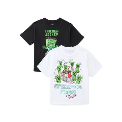 Minecraft Boys Cotton Graphic Tee with Short Sleeves, 2-Pack, Sizes XS-XXL