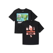 Minecraft Boys Cotton Graphic Tee with Short Sleeves, 2-Pack, Sizes XS-XXL