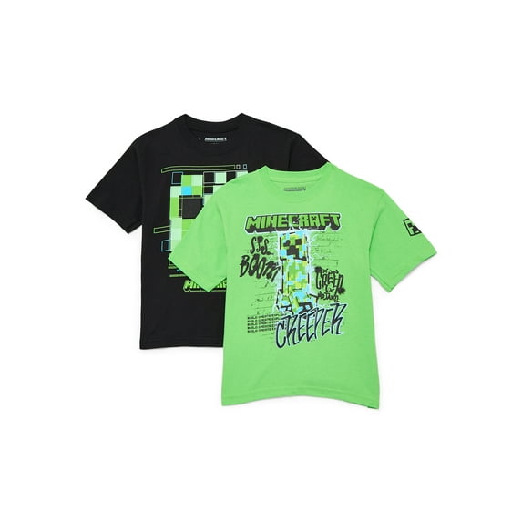 Minecraft Boys Graphic Tee with Short Sleeves, 2-Pack, Sizes XS-2XL