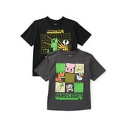 Minecraft Boys Cotton Graphic Tee with Short Sleeves, 2-Pack, Sizes XS-XXL