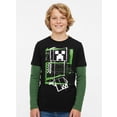 thumbnail image 1 of Minecraft, Boys' Graphic Waffle Knit Long Sleeve 2Fer, Sizes 4-18, 1 of 5