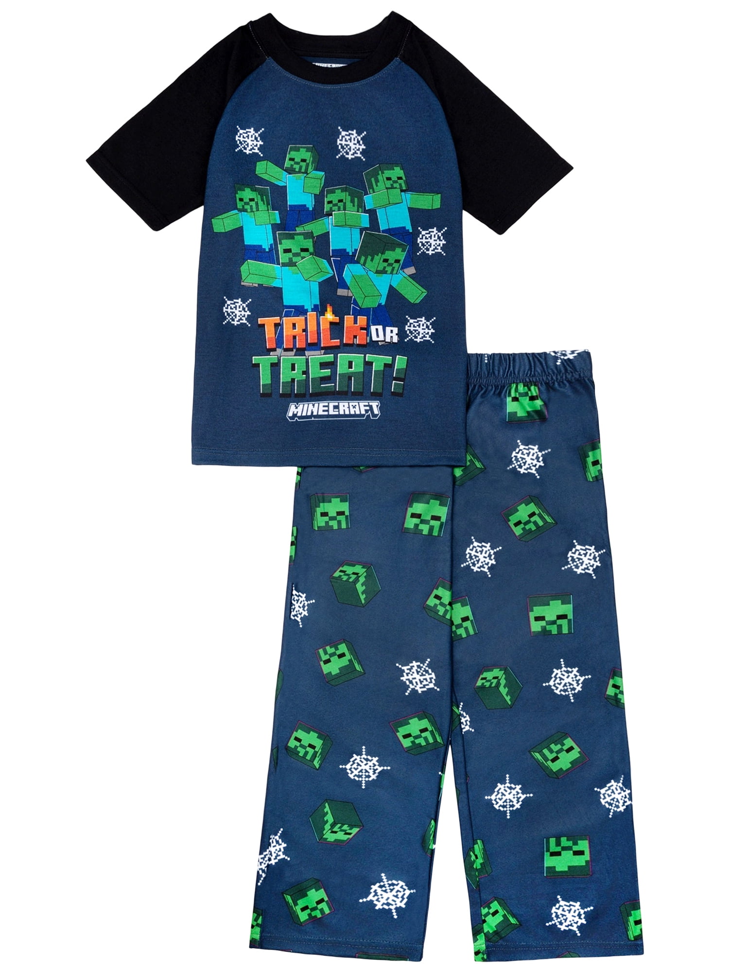 Minecraft Boys Halloween Short Sleeve Top and Pant Pajama Set, 2-Piece, Sizes 4-12