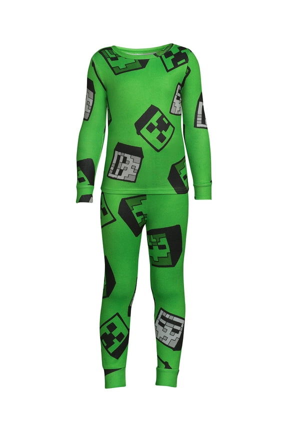 Boys Long Sleeve All Over Print 2-Piece Pajama Sleep Set, Sizes 4-10