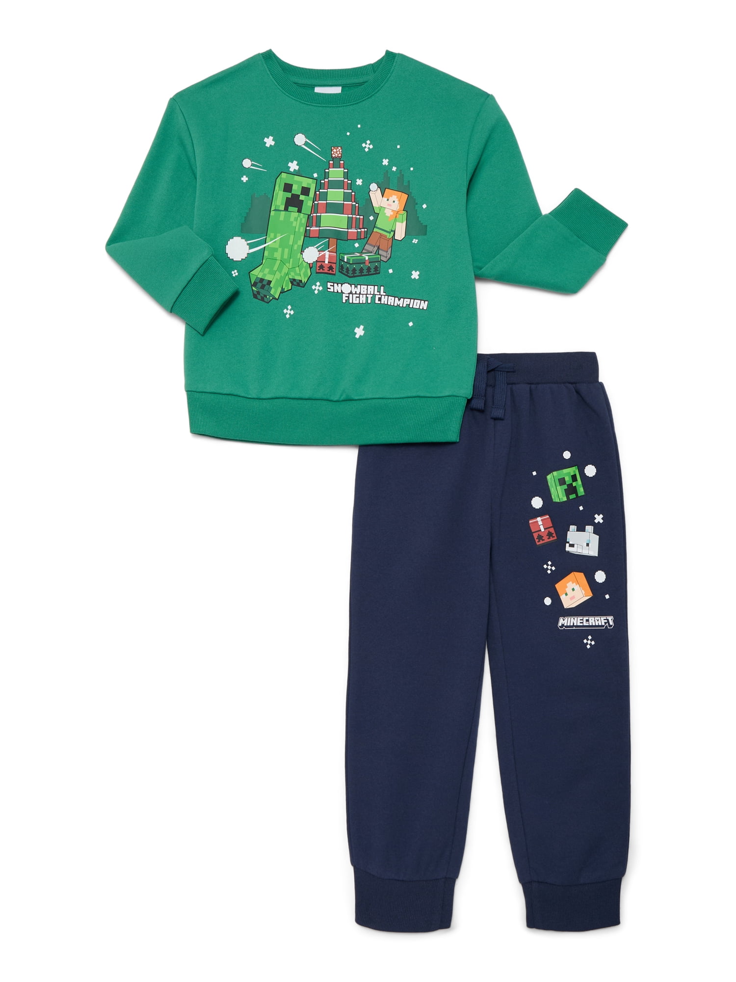 Minecraft Boys Christmas Graphic Sweatshirt and Sweatpants Set, 2 Piece, Sizes 4-12