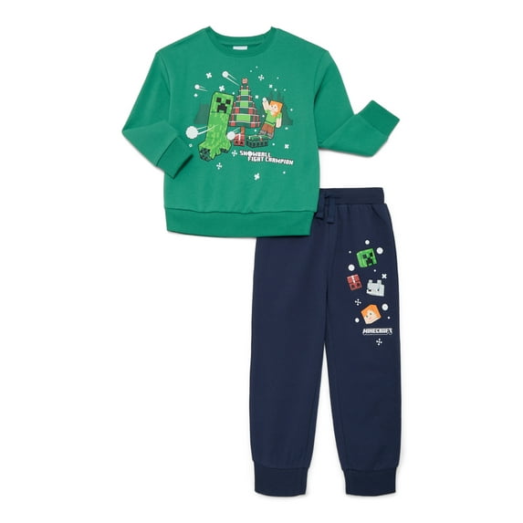 Minecraft Boys Christmas Graphic Sweatshirt and Sweatpants Set, 2 Piece, Sizes 4-12
