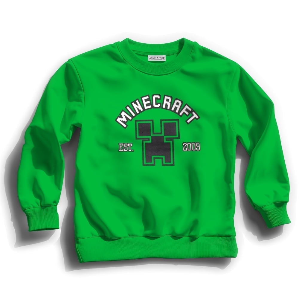 Minecraft Boys Long Sleeve Crewneck Sweatshirt Creeper Graphic Print Design Sweatshirts for Kids & Teens(Size 4-20)