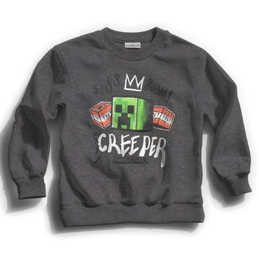 Minecraft Boys Long Sleeve Crewneck Sweatshirt Creeper Graphic Print Design Sweatshirts for Kids & Teens (Size 4-20)