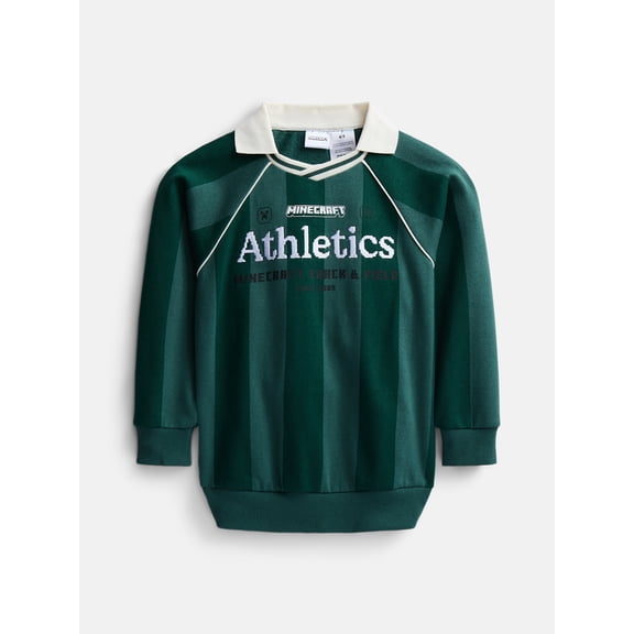 Minecraft Boys Fleece Polo with Long Sleeves, Size 4-18