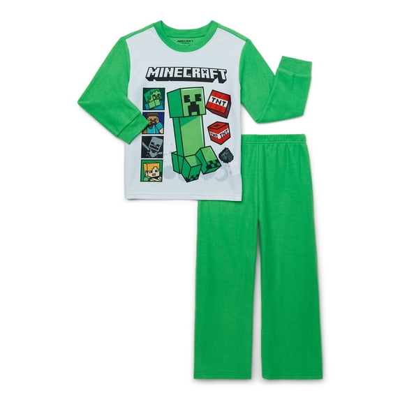Minecraft Boys Long Sleeve Top and Pants Pajama Set, 2-Piece, Sizes 4-16
