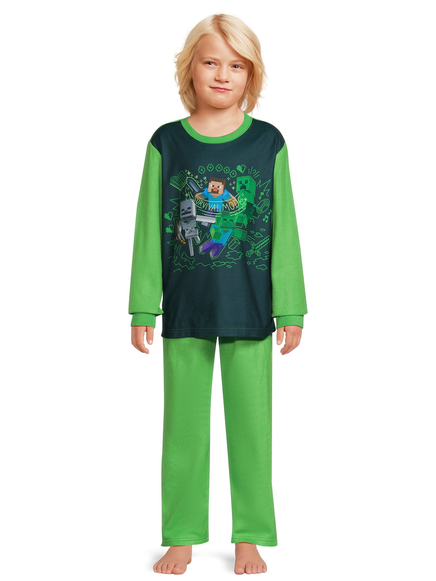 Minecraft Boys Long Sleeve Top and Pants Sleep Set, 2-Piece, Sizes 4-16