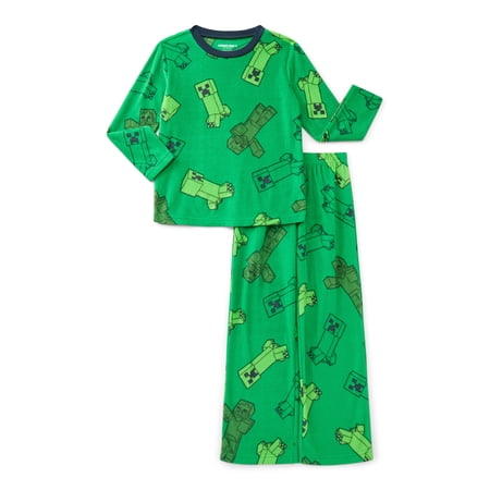 Minecraft Boys Holiday Long Sleeve Top and Pants Pajama Set, 2-Piece, Sizes 4-12