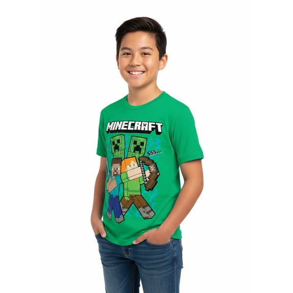 Minecraft Boys' & Big Boys', Short Sleeve, Graphic T-Shirt, Sizes 4-18