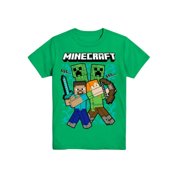 Minecraft Boys MC Heads, Crew Neck, Short Sleeve, Graphic T-Shirt, Sizes 4-18 & Husky