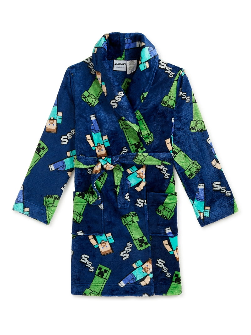 Minecraft Boys Plush Pajama Robe, Creeper Print, Sizes 4-12, Warm