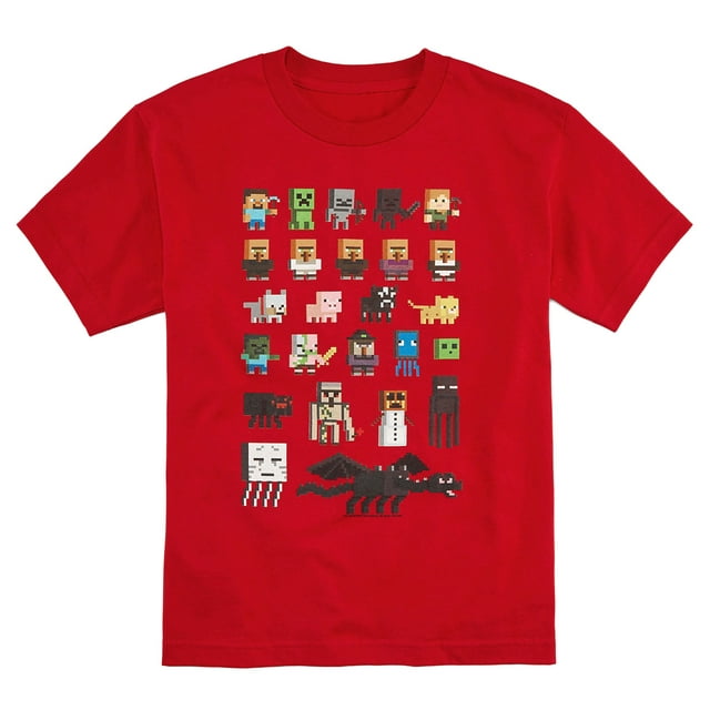 Minecraft Boys' Pixelated Character Kids Graphic Print T-Shirt