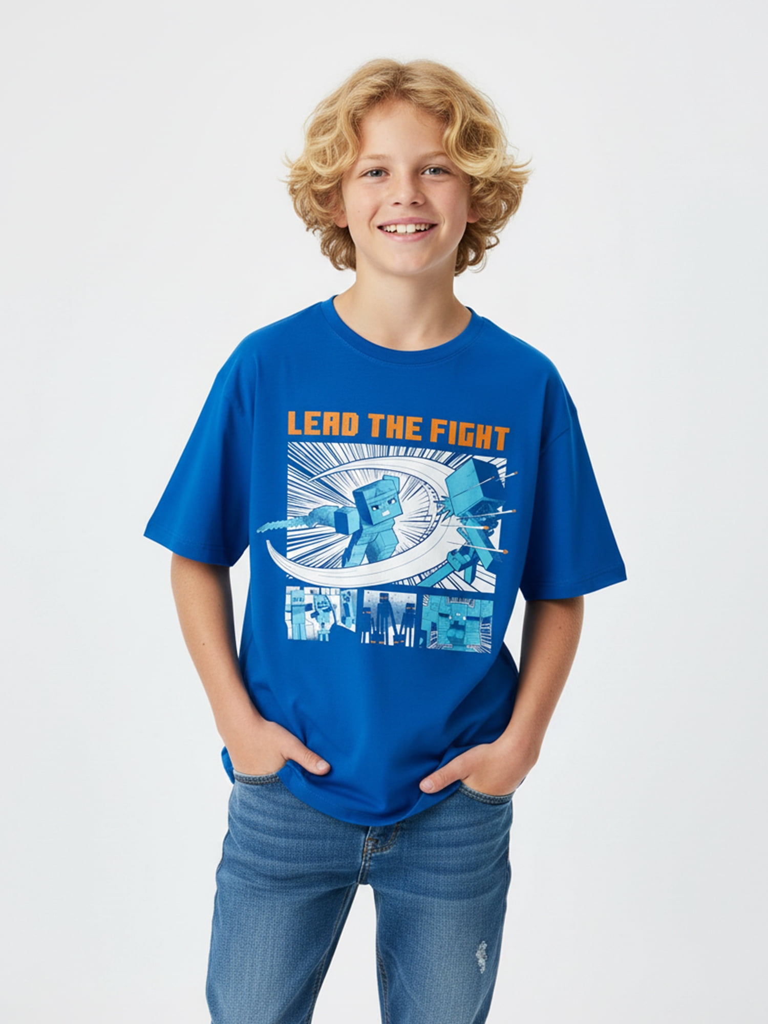 Minecraft, Boys' Relaxed Graphic T-Shirt, Dungeons II Lead the Fight, Sizes 4-18