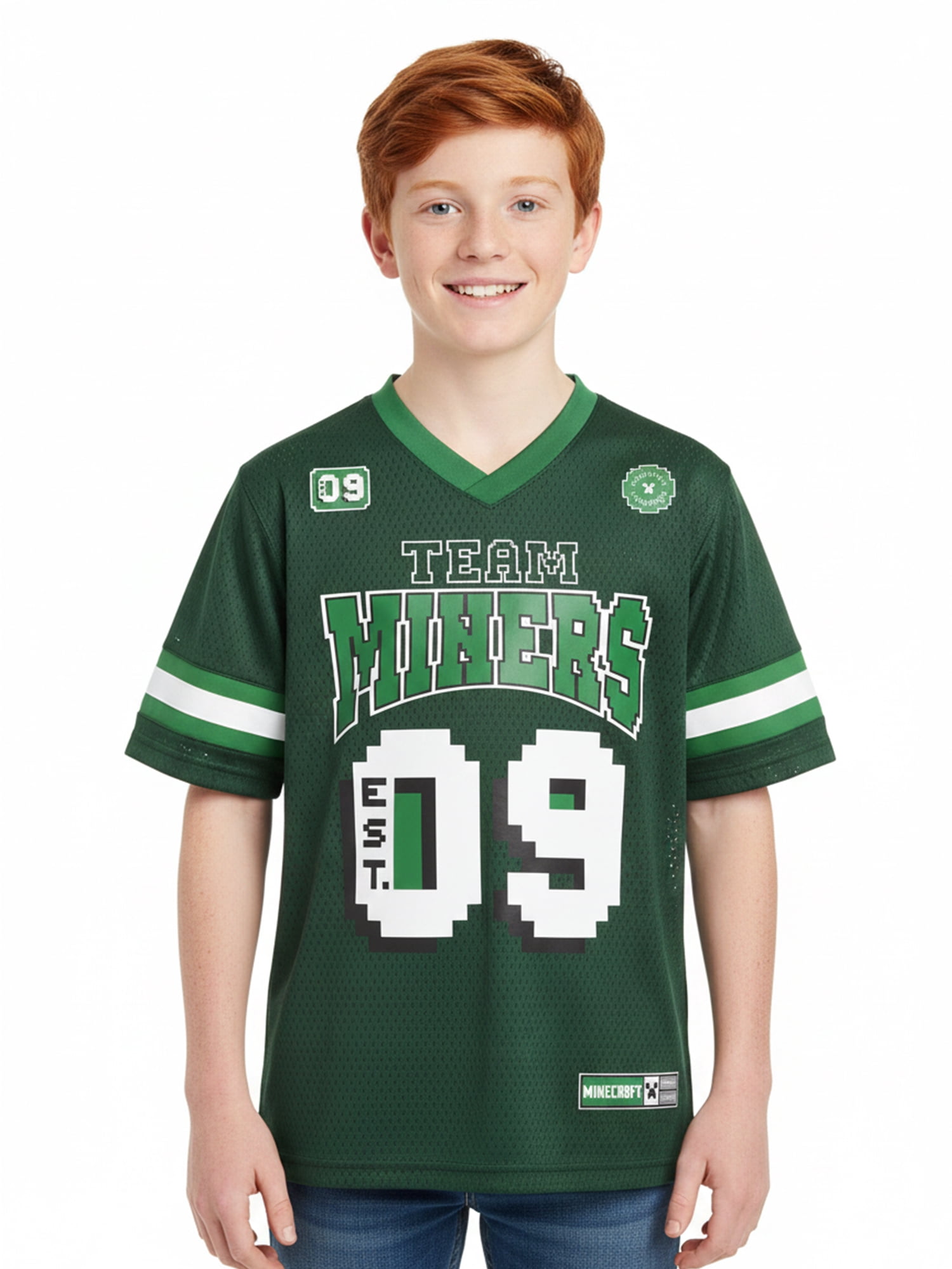 Minecraft Boys’ Short Sleeve Athletic Jersey, Sizes 4–18