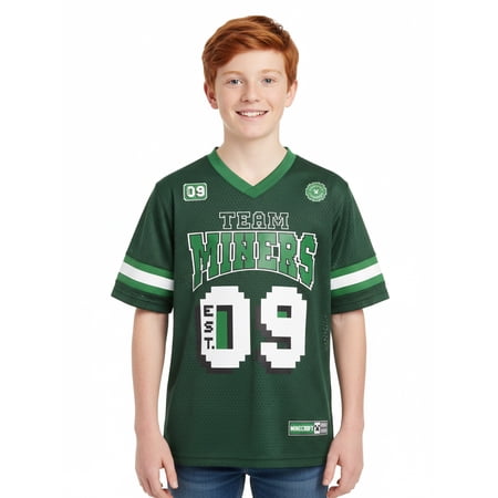 Minecraft Boys’ Short Sleeve Athletic Jersey, Sizes 4–18